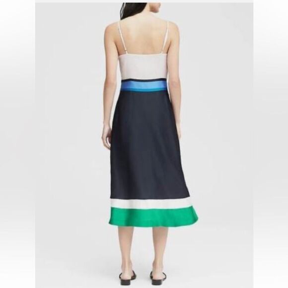 NWT Banana Republic Color Block Midi Dress, Navy Blue, sz 8 Medium - Picture 2 of 5